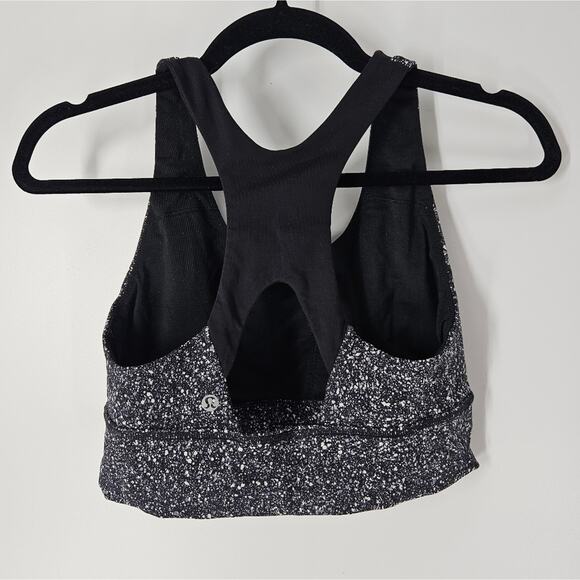 Lululemon Mini Splatter White Black Run Stuff Your Bra Long Line Bra 8 - Picture 7 of 11